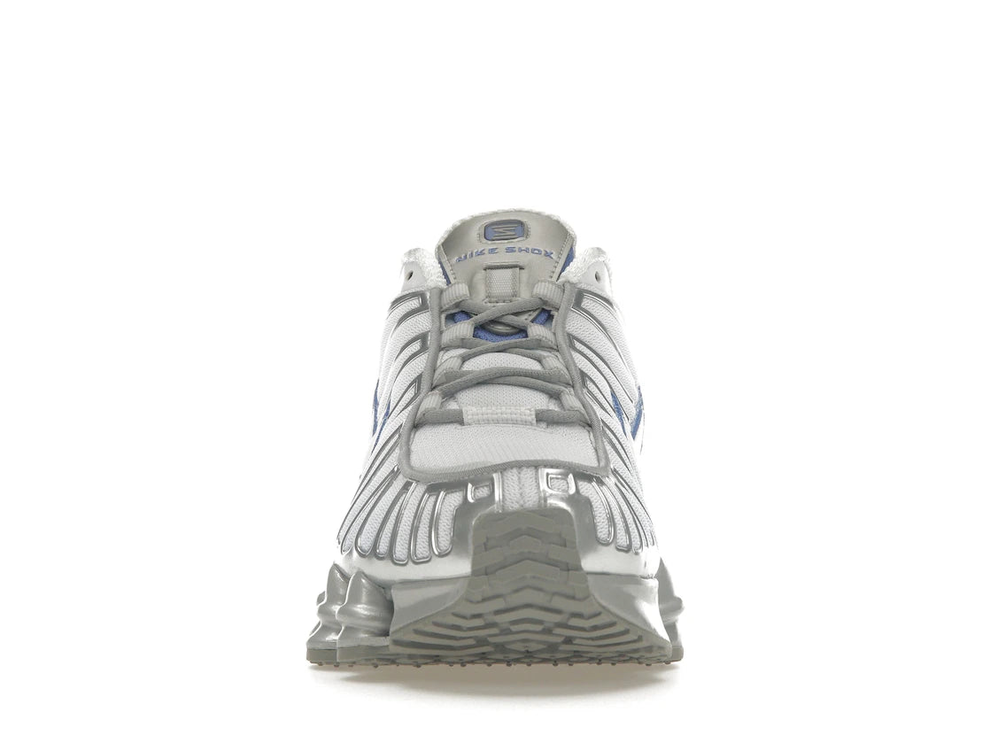 Blue and white nike shox on sale