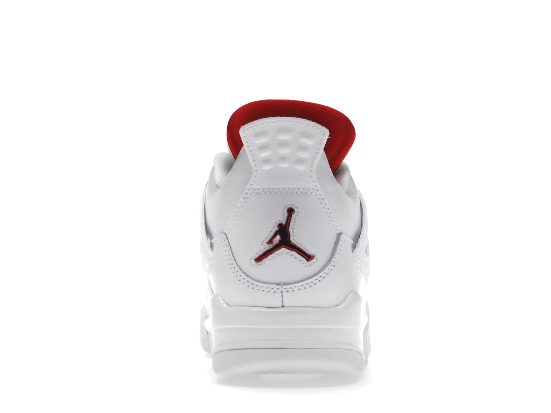 Air jordan retro 4 white red sales